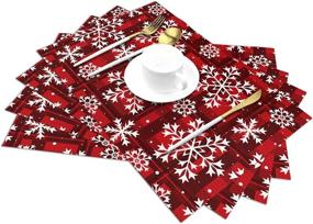 img 3 attached to ❄️ Festive Christmas Snowflakes Placemats: Resistant and Stylish Placemat Set