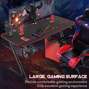 img 1 attached to 55-Inch WDT Racing-Style Gaming Desk: Large Z-Shaped PC Computer Table for Gamers in Black