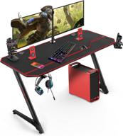 55-inch wdt racing-style gaming desk: large z-shaped pc computer table for gamers in black logo