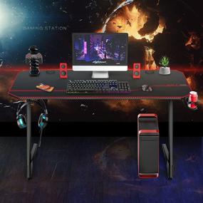 img 3 attached to 55-Inch WDT Racing-Style Gaming Desk: Large Z-Shaped PC Computer Table for Gamers in Black