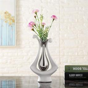 img 1 attached to Anding Ceramic Vase Statue: Stunning Silver White Vase for Home Decoration, Pottery Decorative Sculpture, and Dried Flower Arrangements (Model #99693)
