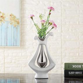 img 2 attached to Anding Ceramic Vase Statue: Stunning Silver White Vase for Home Decoration, Pottery Decorative Sculpture, and Dried Flower Arrangements (Model #99693)
