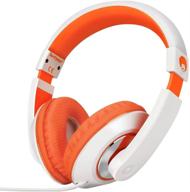 🎧 rockpapa on ear stereo headphones: adjustable, bass-boosted audio for adults, kids, teens, mp3/4, dvd, smartphones, laptop, tablet, car, airplane - white/orange logo