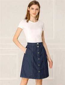 img 3 attached to 👗 Allegra K Short Button Down Women's Denim Skirt - Jeans Skirt