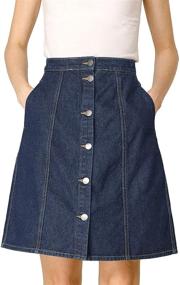 img 4 attached to 👗 Allegra K Short Button Down Women's Denim Skirt - Jeans Skirt