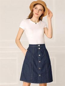 img 2 attached to 👗 Allegra K Short Button Down Women's Denim Skirt - Jeans Skirt
