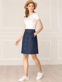 img 1 attached to 👗 Allegra K Short Button Down Women's Denim Skirt - Jeans Skirt