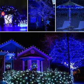 img 1 attached to 🎄 YEGUO 200 LED Christmas Lights Outdoor Waterproof, Blue Christmas Tree Lights for Indoor Decor, 8 Modes 66ft Green Wire Twinkle String Lights, Plug-in Xmas Holiday Lighting