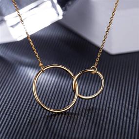 img 3 attached to 👩 CHICLOVE Mother Daughter Necklace - Gold Plated Sterling Silver Double Infinity Circles Pendant Necklace