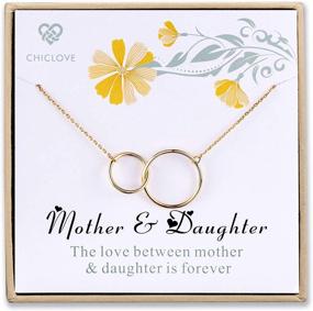 img 4 attached to 👩 CHICLOVE Mother Daughter Necklace - Gold Plated Sterling Silver Double Infinity Circles Pendant Necklace