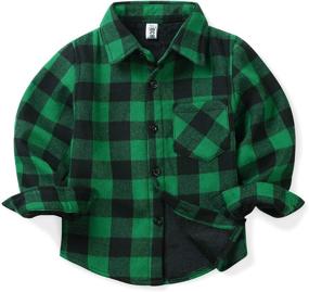 img 4 attached to Cozy and Stylish: Boys' & Men's Fleece-Lined Plaid Flannel Shirt - Perfect for Family Matching