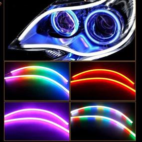 img 3 attached to 🚗 LEDCARE Car Headlight Surface Strip Tube Light: 24 Inch RGB Multi Color Flexible Waterproof LED Daytime Running Light Strip with Neon Turn Signal Lights (APP Control) - 2-Pack