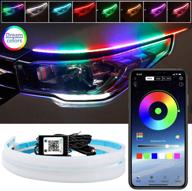 🚗 ledcare car headlight surface strip tube light: 24 inch rgb multi color flexible waterproof led daytime running light strip with neon turn signal lights (app control) - 2-pack logo