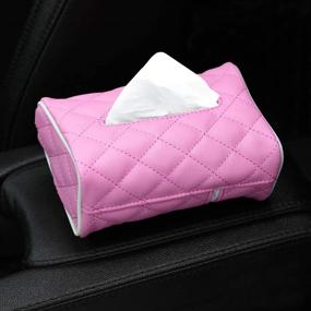 img 4 attached to Tianmei PU Leather Universal Car Sun Visor Or Vehicle Backseat Tissue Holder Hanging Organizer (Pink Bag)