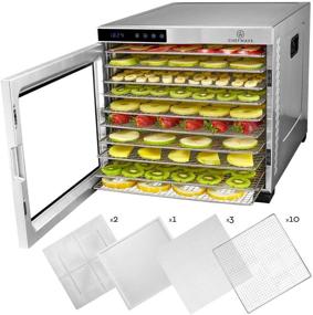 img 4 attached to ChefWave 10 Tray Stainless Steel Food Dehydrator - Digital Temperature Control, Timer, 3 Teflon Sheets, 2 Mesh Sheets, Drip Tray - Dried Fruit, Jerky, Herbs – Recipe Book Included
