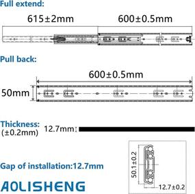 img 1 attached to 💪 AOLISHENG Heavy Duty 24 Inch Drawer Slides - Full Extension, Ball Bearing Cabinet Telescoping Sliding Rails for Tool Box, Runners Tracks with Glides, 150 lb Load Capacity - Side Mount, 1 Pair