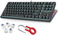 🎮 e-yooso ткл механическая игровая клавиатура: 87 клавиш, голубые переключатели, синяя подсветка и боковая подсветка rgb led, водонепроницаемая - идеально подходит для геймеров на пк, mac и ps4. логотип