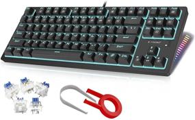 img 4 attached to 🎮 E-YOOSO TKL Mechanical Gaming Keyboard: 87 Keys Blue Switches, Blue Backlit & RGB LED Sidelight, Water-Resistant - Perfect for PC, MAC, PS4 Gamers