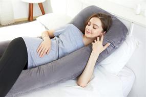 img 1 attached to 🤰 BarryLLL Maternity Body Pillow - U-Shaped Pregnancy Pillow for Back, Hips, Legs, Belly Support with Removable Washable Jersey Cover, Velvet
