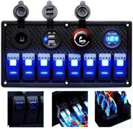 🚤 mking 8 gang marine switch panel - waterproof boat rocker switches with circuit breaker, usb & type-c charger, digital voltmeter, cigarette socket - 12v blue led switch panel logo