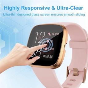 img 1 attached to 📱 VASG 2-Pack Hard PC Case with 9H Tempered Glass Screen Protector for Fitbit Versa 2 - Ultra-Slim Full Cover Bumper for Versa 2 Smart Watch ONLY