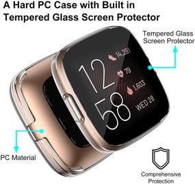 img 3 attached to 📱 VASG 2-Pack Hard PC Case with 9H Tempered Glass Screen Protector for Fitbit Versa 2 - Ultra-Slim Full Cover Bumper for Versa 2 Smart Watch ONLY