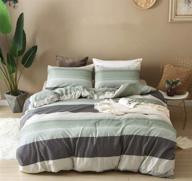 🛏️ qysong twin duvet cover set - zipper closure, striped pattern, kids' bedding, 2-piece set includes 1 microfiber duvet cover (68x90 inches) and 1 pillowcase (wavy line, twin size) logo