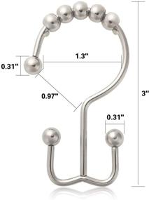 img 3 attached to DadyMart Nickel Shower Curtain Hooks Set of 12 – Rust Resistant Metal Shower Curtain Rings with Double Glide Rollers for Bathroom Shower Curtain Rods and Curtains