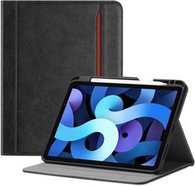 img 4 attached to ProCase iPad Air 4 Case - Leather Folio Cover with Apple Pencil 2 Charging Support and Holder - Black
