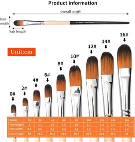 img 2 attached to Набор профессиональных кистей для художественных работ "Филберт" - 9 шт. Артистический набор с длинной ручкой и мягким волокном из нейлона для акрила, масла, акварели, гуаши.