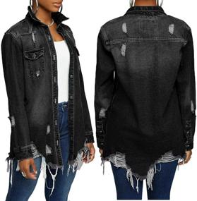 img 3 attached to 👚 Stylish Distressed Ripped Oversized Jacket for Women: Fashionable Clothing in Coats, Jackets & Vests