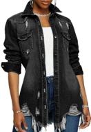 👚 stylish distressed ripped oversized jacket for women: fashionable clothing in coats, jackets & vests logo