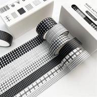 versatile grid washi tape set: 6 rolls, 16.4ft long - black white checkered decorative tapes for bullet journal, scrapbooking, diy crafts, planners, gift wrapping logo