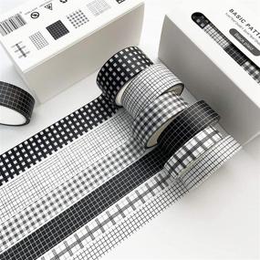 img 4 attached to Versatile Grid Washi Tape Set: 6 Rolls, 16.4ft Long - Black White Checkered Decorative Tapes for Bullet Journal, Scrapbooking, DIY Crafts, Planners, Gift Wrapping