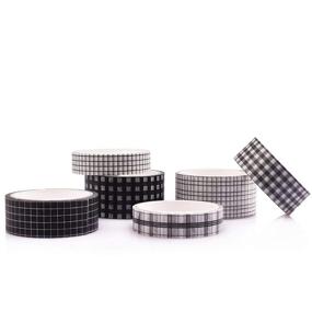 img 2 attached to Versatile Grid Washi Tape Set: 6 Rolls, 16.4ft Long - Black White Checkered Decorative Tapes for Bullet Journal, Scrapbooking, DIY Crafts, Planners, Gift Wrapping