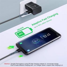 img 3 attached to Excgood Adaptive Fast Charging Wall Charger Kit Set with 10ft USB C Cable - Compatible with Samsung Galaxy S8/9+/10e, Note 8/9, LG, HTC - 2 Chargers + 2 Cables - Black