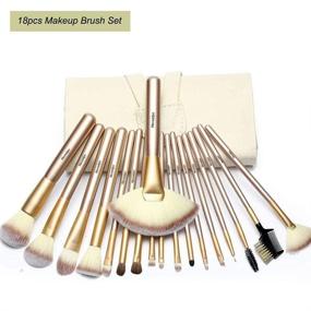 img 1 attached to 18Pcs Professional Makeup Brushes Set with Travel PU Bag - Perfect for Foundation, Powder, Contour, Blending, Blush, Eye Shadow, and Lips - Solid Wood Handle and Cruelty-Free Bristles