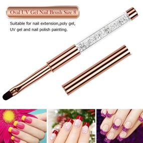 img 1 attached to 🌸 Ycyan Oval UV Gel Nail Brush with Rhinestone Handle - Professional Nail Art Tool, Size 8, Rose Gold