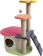 sennaux cute cat tree with sisal scratching post, cat climbing activity flower tower pet playground for cats, kittens and pets - 4 layers, 35 inches high logo