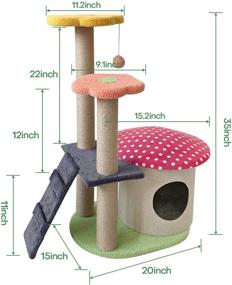 img 1 attached to SENNAUX Cute Cat Tree with Sisal Scratching Post, Cat Climbing Activity Flower Tower Pet Playground for Cats, Kittens and Pets - 4 Layers, 35 Inches High