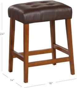 img 2 attached to Comfortable and Stylish 24-inch HomePop Leatherette 🪑 Square Tufted Backless Counter Height Stool, Chocolate Brown