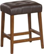 comfortable and stylish 24-inch homepop leatherette 🪑 square tufted backless counter height stool, chocolate brown logo