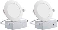 💡 ecowho 6 inch led recessed lighting: ultra-thin flush mount can lights with junction box - 2 pack dimmable panel downlights etl approved (4000k natural white, 12 watts) логотип