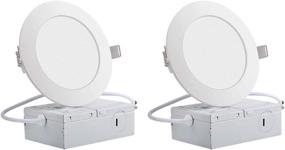 img 4 attached to 💡 ECOWHO 6 Inch LED Recessed Lighting: Ultra-Thin Flush Mount Can Lights with Junction Box - 2 Pack Dimmable Panel Downlights ETL Approved (4000K Natural White, 12 Watts)