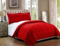 🛏️ ultimate comfort and style: 3 piece luxury red / white reversible soft down alternative comforter set, cal king with corner tab duvet insert logo