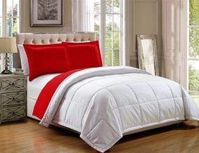 img 1 attached to 🛏️ Ultimate Comfort and Style: 3 Piece Luxury Red / White Reversible Soft Down Alternative Comforter Set, Cal King with Corner Tab Duvet Insert