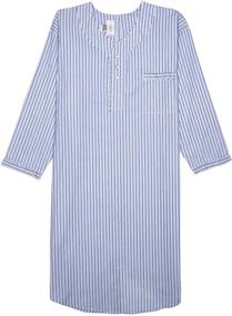 img 1 attached to 🌙 Striped Nightshirt: Lightweight Cotton Men's Sleepwear for Lounge and Relaxation