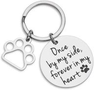 🐾 nubarko pet memorial keychain - loss of pet remembrance jewelry for dog or cat sympathy gift - pet remembrance key ring for women & men - once by my side, forever in my heart logo