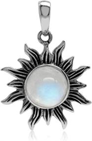 img 4 attached to 🌞 925 Sterling Silver Sun Ray Inspired Solitaire Pendant with Silvershake 8mm Cabochon Gemstone