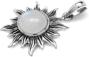 img 2 attached to 🌞 925 Sterling Silver Sun Ray Inspired Solitaire Pendant with Silvershake 8mm Cabochon Gemstone